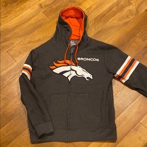 Dark grey zip up hoodie with jersey accents